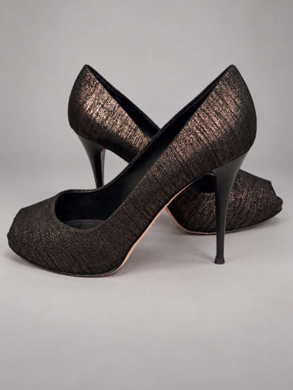 Giuseppe Zanotti Black Bronze Shimmer Peep Toe Pumps EU 40